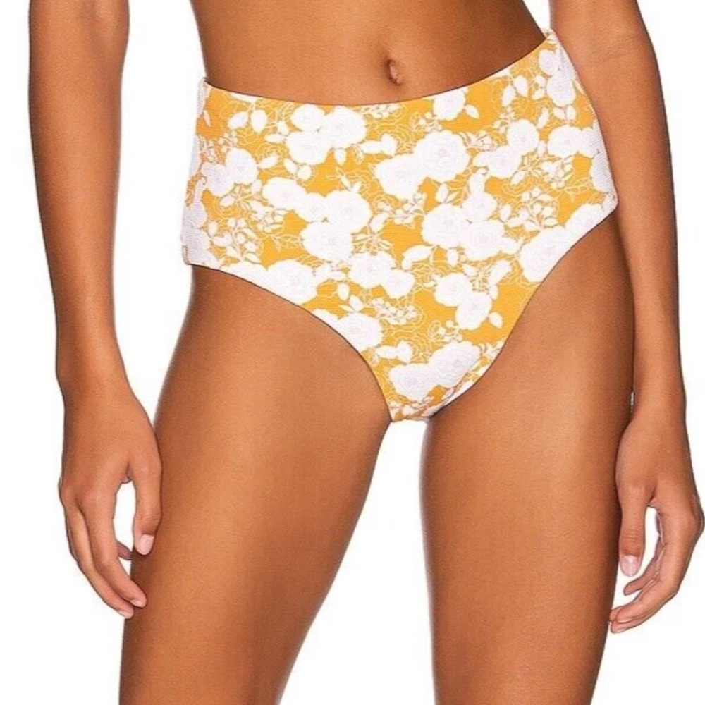 NWT Eberjey Dita High Waist Bikini Bottom Mango Lilac Floral Size Small